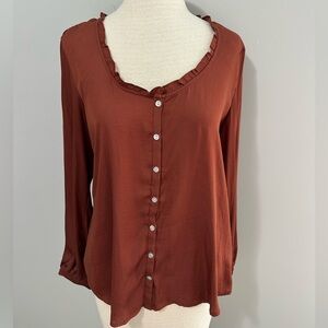 Anthropology Dolan Left Coast Marilyn Button Down Top Burnt Orange